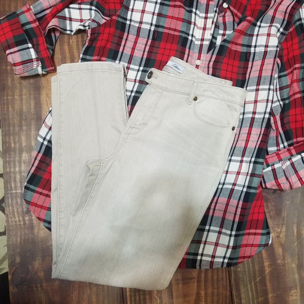 Chico's cream stone tan straight leg jeans